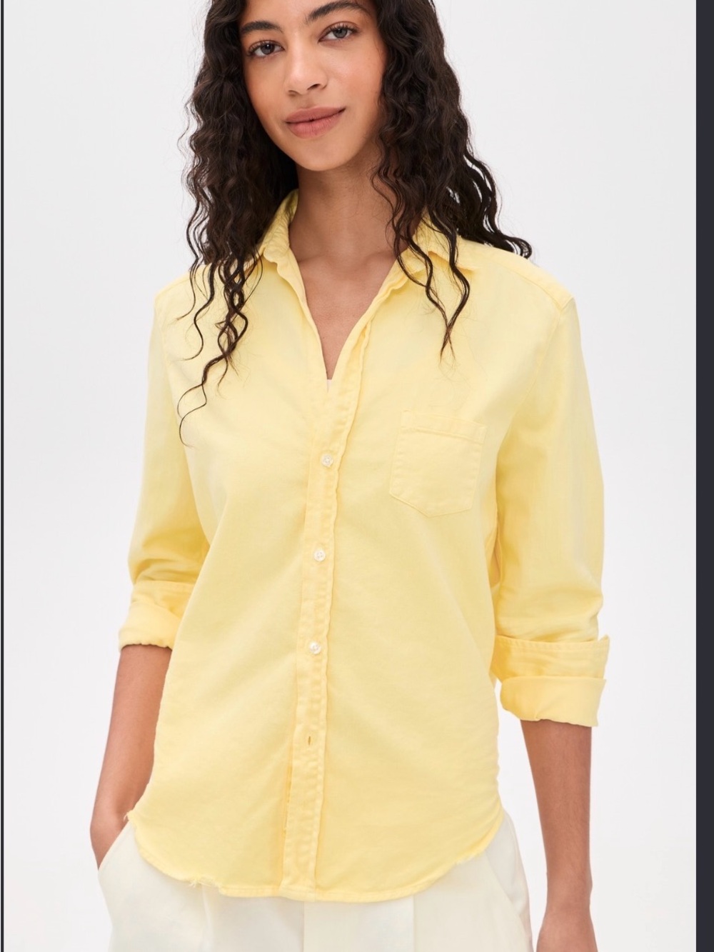 Frank & Eileen Pale Yellow Cotton Button-Down Shirt (B7)